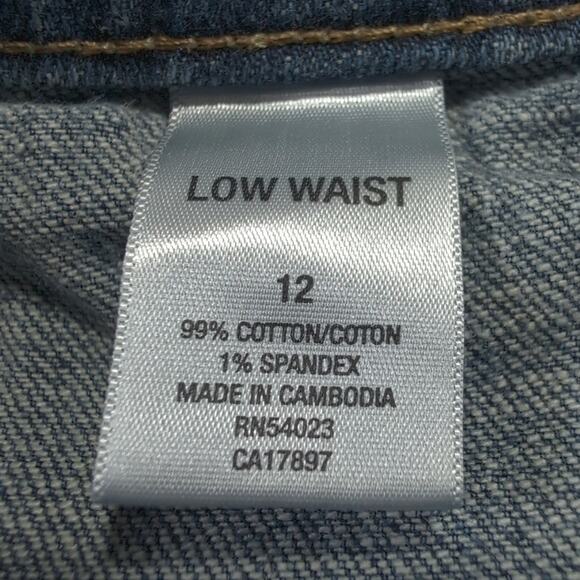 Vintage 2006 Old Navy Denim Jeans Skirt, Stretch Low Waist Back Slit, Women's 12 - Picture 7 of 10